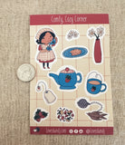 Comfy, Cozy Corner 4 inch x 6 inch Cottagecore Sticker Sheet